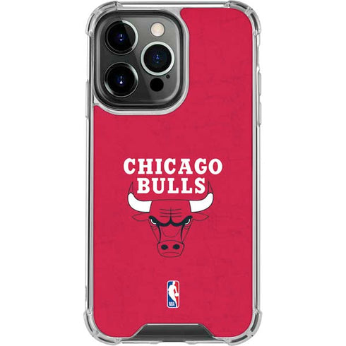 NBA Chicago Bulls Red Distressed iPhone 15 Pro Clear Case